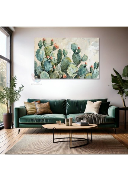 Kanvas Yatay Duvar Tablosu Kanvas Yesil Kaktusler Ev Ofis Salon Modern Duvar Tablosu fiyatları