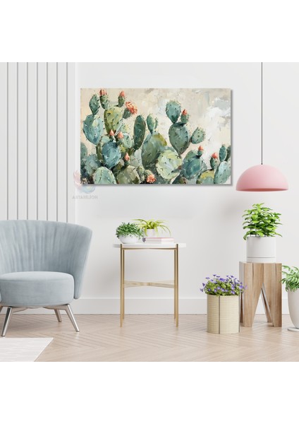 Kanvas Yatay Duvar Tablosu Kanvas Yesil Kaktusler Ev Ofis Salon Modern Duvar Tablosu modelleri