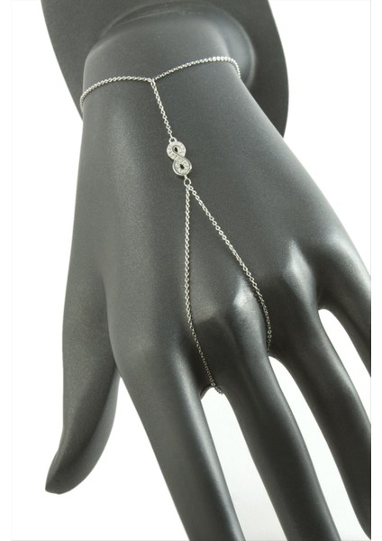 Techmrt Sonsuzluk Zirkon Taşlı Lüks Çelik Şahmeran-Gümüş Rengi