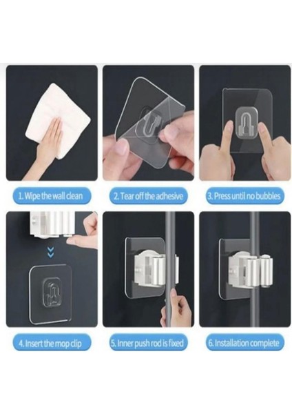 2 Adet Kendinden Yapışkanlı Duvar Tipi Sopa Mop Tutucu Mop Askısı fırsatları
