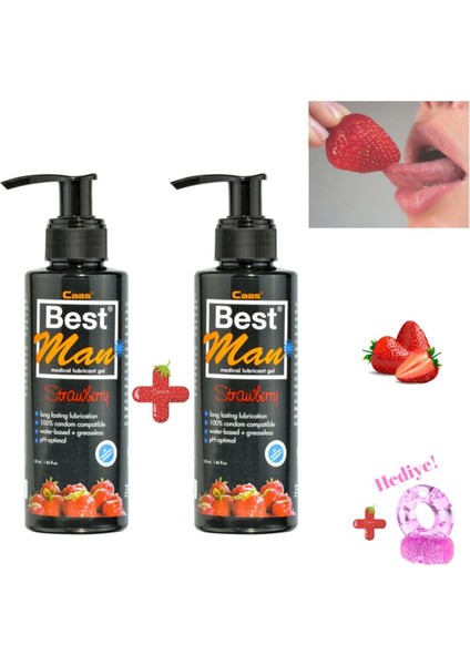 2'li Çilekli Xxl Uzun Süre Gecikmeye Yardımcı Uyarıcı Anal ve Vajinal Kullanım Kayganlaştırıci Jel