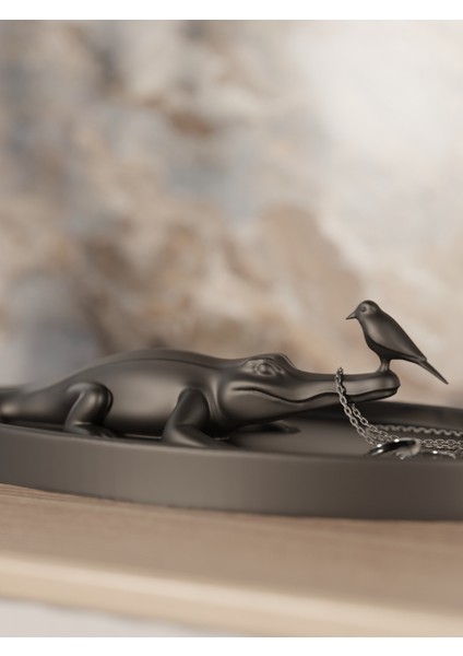 Timsah ve Kuşlu Takı Tepsisi Takı Kutusu Masaüstü Organizeri