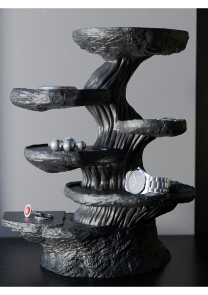 Ağaç Gövdesi ve Dalı Olan Takı Tepsisi Takı Kutusu Masaüstü Organizeri