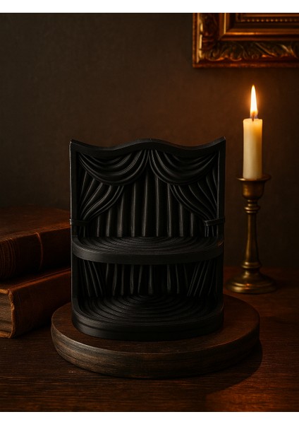 Sinema Tiyatro Perdesi Sahnesi Şeklinde Takı Tepsisin Takı Kutusu Masaüstü Organizeri