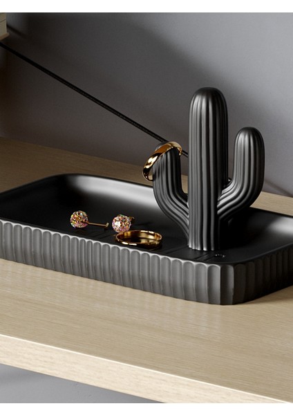 Kaktüslü Takı Tepsisi Takı Kutusu Masaüstü Organizeri