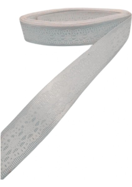 Tafta Dantel Görünümlü Kurdele Gri 25 mm 10 Metre