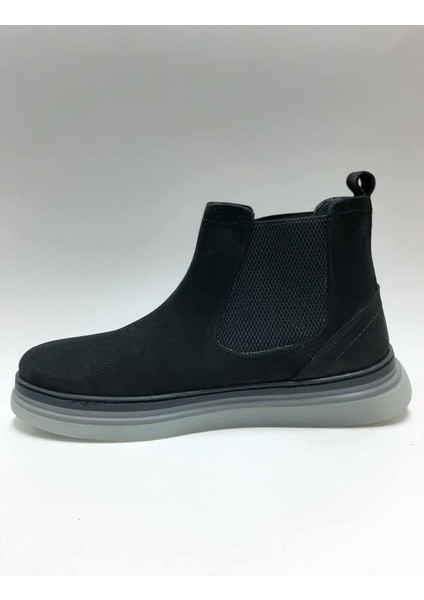 Hakiki Deri Nubuk Şeffaf Taban Chelsea Model Siyah Renk Kışlık Erkek Bot C-1524021767BLL modelleri