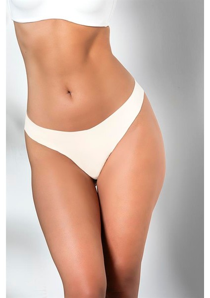 3'lü Paket Dikişsiz, Iz Yapmaz, Lazer Kesim, String Külot Ekru (TRK21262)
