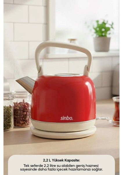 Kablosuz Kettle Sinbo Su Isıtıcı 2.2 Litre, Hızlı Kaynatma ve Otomatik Kapanma, Paslanmaz Çelik modelleri