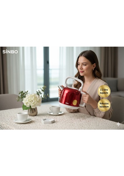 Kablosuz Kettle Sinbo Su Isıtıcı 2.2 Litre, Hızlı Kaynatma ve Otomatik Kapanma, Paslanmaz Çelik fırsatları
