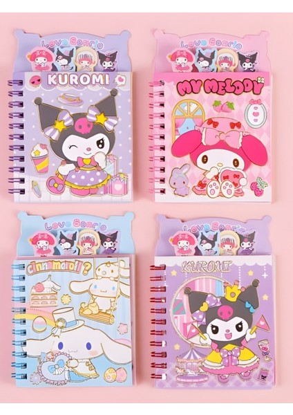 Kuromi My Melody Cinnamoroll Ayraçlı Defter 8 Sayfa Sticker 16 Sayfa Not Defteri Tekli fiyatları