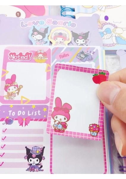 Kuromi My Melody Cinnamoroll Ayraçlı Defter 8 Sayfa Sticker 16 Sayfa Not Defteri Tekli fırsatları