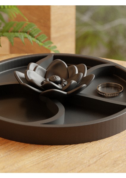 Zarif Lotus Çiçek Tasarımlı Takı Tepsisi Takı Kutusu Masaüstü Organizeri