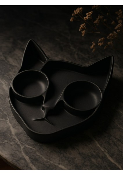 Kedi Yüzü Şeklinde Tepsi Takı Kutusu Masaüstü Organizeri