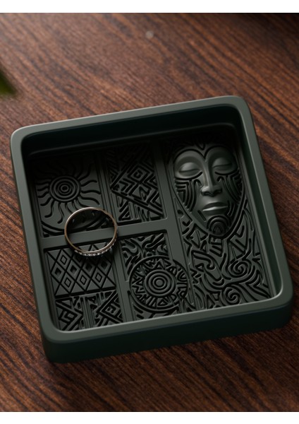 Aztek Desenli Takı Tepsisi Takı Kutusu Masaüstü Organizeri