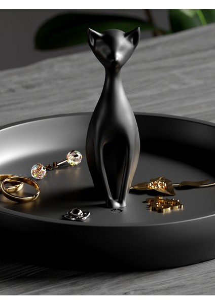 Siyah Kedili Takı Tepsisi Takı Kutusu Masaüstü Organizeri