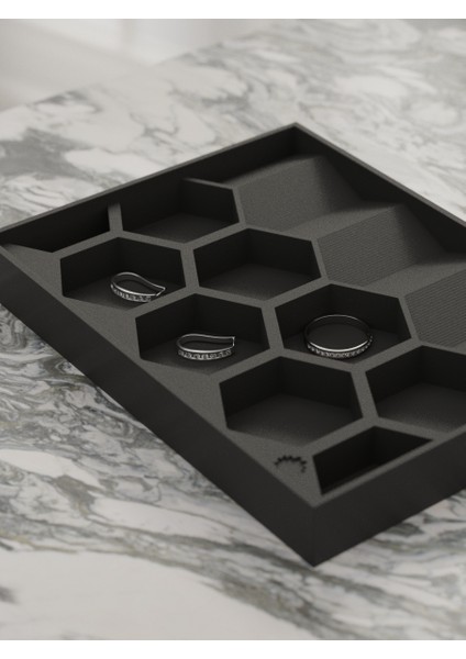 Petek Şeklinde Bölmeleri Olan Takı Tepsisi Takı Kutusu Masaüstü Organizeri