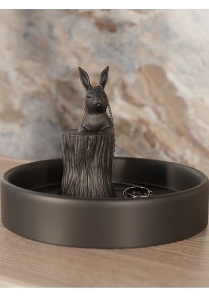 Ağaç Kavuğunun Üstünde Tavşanlı Takı Tepsisi Takı Kutusu Masaüstü Organizeri