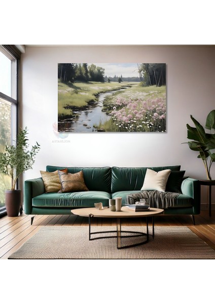 Kanvas Yatay Duvar Tablosu Kanvas Yesil Doga Manzarasi2 Ev Ofis Salon Modern Duvar Tablosu fiyatları