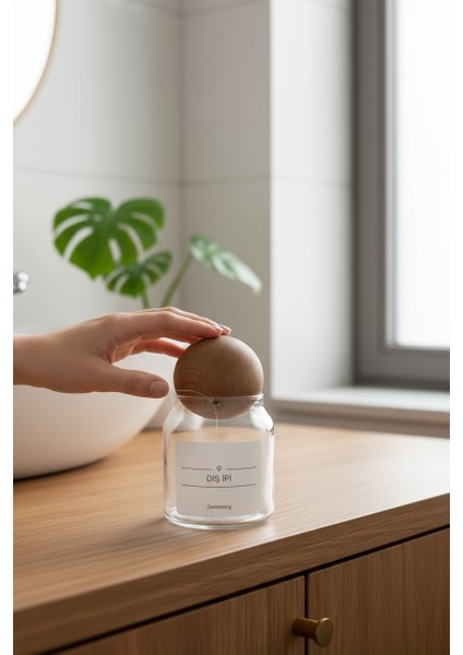 Dekoratif Ahşap Top Kapak Diş Ipi Kavanozu Kutusu 300ML fiyatları