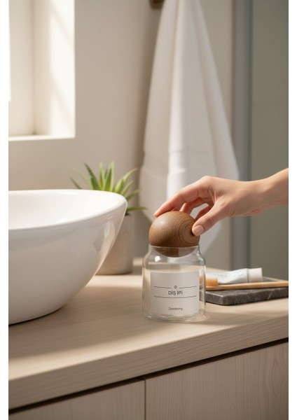 Dekoratif Ahşap Top Kapak Diş Ipi Kavanozu Kutusu 300ML modelleri