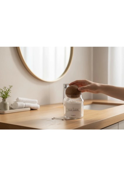 Dekoratif Ahşap Top Kapak Kulak Pamuğu Kavanozu Kutusu 300ML fiyatları