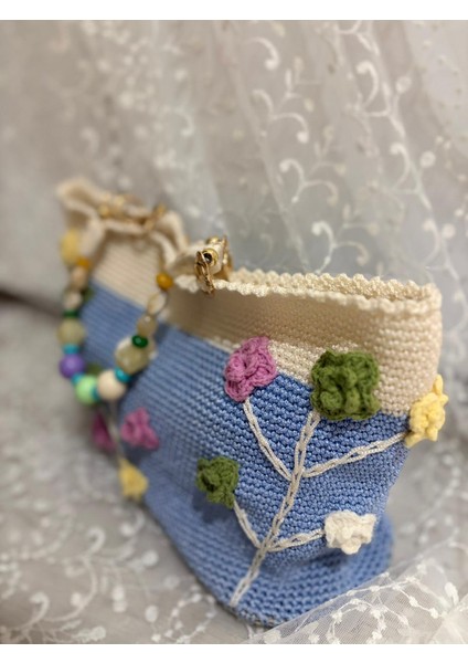 El Örgüsü Çiçek Desenli Kol Çantası modelleri