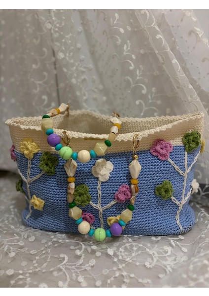 El Örgüsü Çiçek Desenli Kol Çantası fırsatları