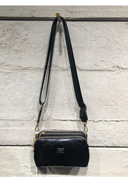 Y6387 Bayan Üç Fermuarlı Omuz Çanta