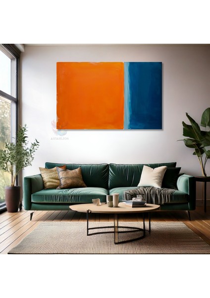 Kanvas Yatay Duvar Tablosu Kanvas Soyut Mavi Turuncu Ev Ofis Salon Modern Duvar Tablosu fiyatları