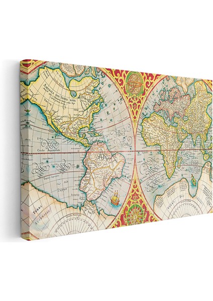 Kanvas Yatay Duvar Tablosu Kanvas Yeni Dünya Haritasi2 Ev Ofis Salon Modern Duvar Tablosu