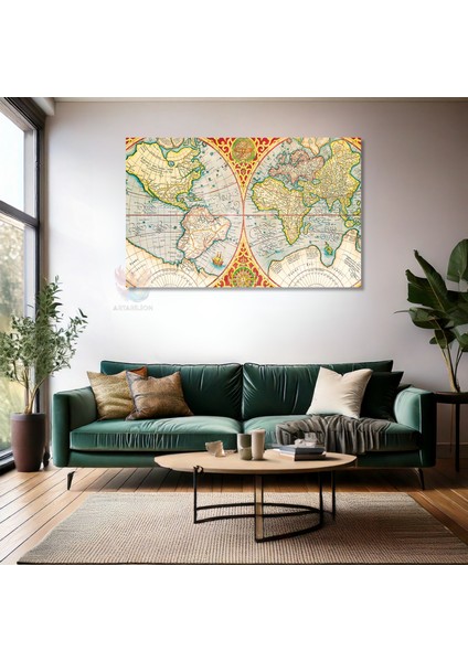 Kanvas Yatay Duvar Tablosu Kanvas Yeni Dünya Haritasi2 Ev Ofis Salon Modern Duvar Tablosu fiyatları