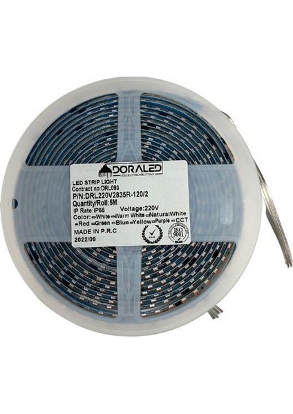 220 Volt Dim Edilebilir Şerit Led 10 Cm De Kesilebilir M/120 Led Kırmızı 5M İP65