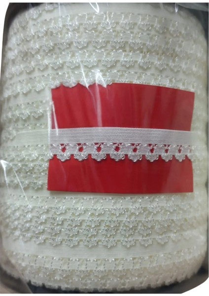 Çamaşır Lastiği Dantelli 1 cm 75 Metre 1 Top Kırık Beyaz