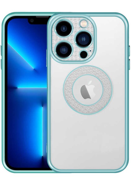 iPhone 13 Pro Uyumlu Kamera Korumalı Logo Gösteren Aden Esta Kapak-Yeşil