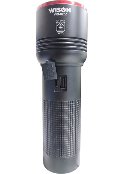 WS-6200 Profesyonel El Feneri | 40W – 4000 Lümen – 6800 Mah – Zoomlu – Type-C Şarj – Dijital Göstergeli – Metal Kasa indirimleri