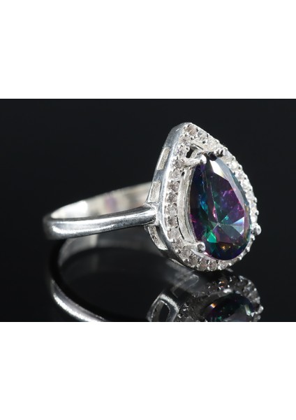 Damla Taşlı Kadın Yüzük, Mystic Topaz Gümüş Yüzük, 925 Ayar Gümüş Yüzük modelleri