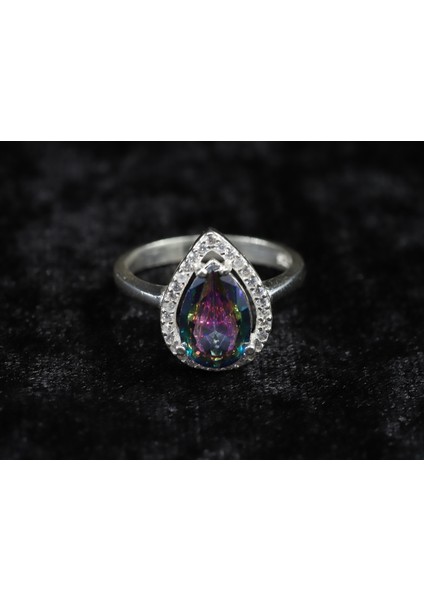 Damla Taşlı Kadın Yüzük, Mystic Topaz Gümüş Yüzük, 925 Ayar Gümüş Yüzük fırsatları