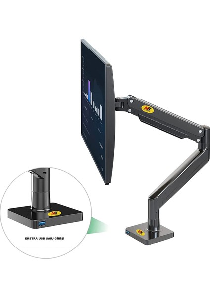 Nb G45 Gaz Yaylı Monitör Kol – 27''-40'' Ekran Uyumu | Ergonomik Ayarlanabilir Masa Üstü Monitör Tutucu fırsatları