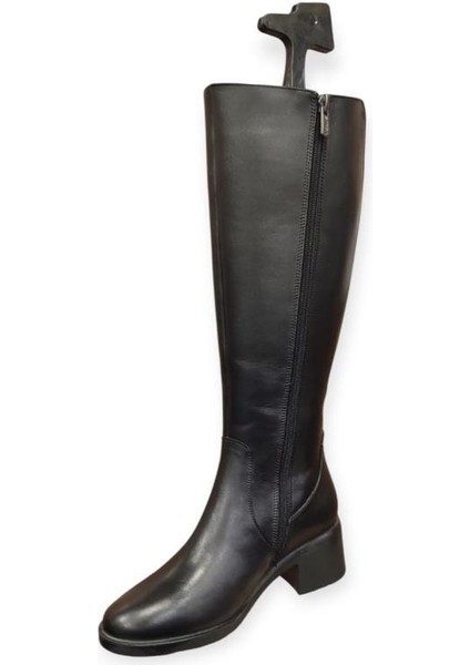 2551405K Kalın Topuk Kaymaz Klasik Kadın Deri Çizme modelleri