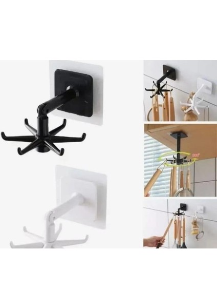 Çok Amaçlı Askı 360 Derece Dönen Mutfak Banyo Takı Yapışkanlı Pratik Askı