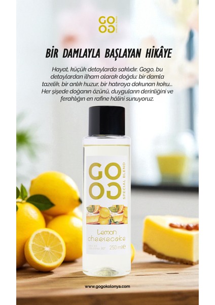 Gogo Lemon Cheesecake Kolonya 250ML Plastik Şişe - 20 Adet