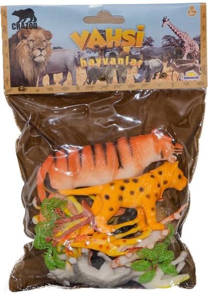 0711 Vahşi Hayvanlar Poşetli Hayvan Oyun Seti Orta Boy - Kaplanlı