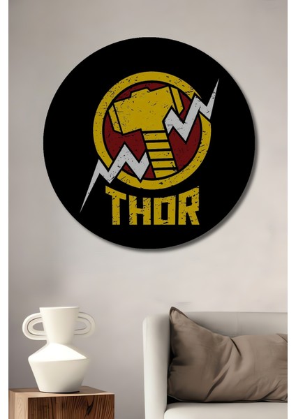 Thor Çekiç Ahşap Mdf Dekoratif Ev/işyeri Duvar Tablo Yuvarlak Ev/işyeri Duvar Tablo