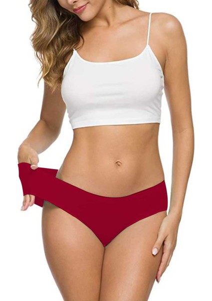 6 Adet Kadın Dikişsiz Lazer Kesim Esnek Iz Yapmayan Külot Bordo fırsatları