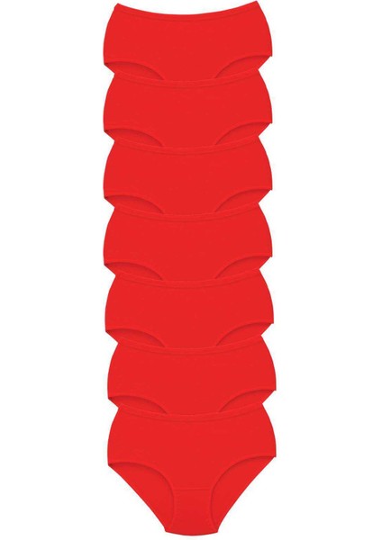 7 Adet Tutku Kadın Yüksek Bel Bato Kalın Lastik Külot Kırmızı