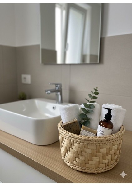 El Yapımı Doğal Hasır Sepet | Ekmek Sepeti 🍞 Saklama Kabı 🧺 Dekoratif Düzenleyici