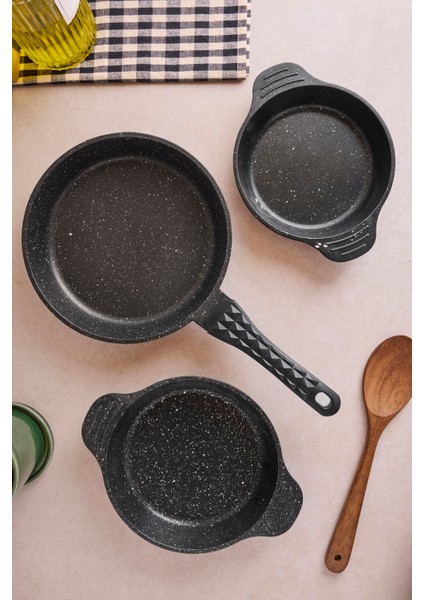Progranito Döküm 3'lü Tava ve Sahan Seti 16-18-24 cm indirimleri