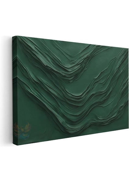 Kanvas Yatay Duvar Tablosu Kanvas Yesil Cizgiler2 Ev Ofis Salon Modern Duvar Tablosu