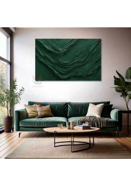 Kanvas Yatay Duvar Tablosu Kanvas Yesil Cizgiler2 Ev Ofis Salon Modern Duvar Tablosu fiyatları